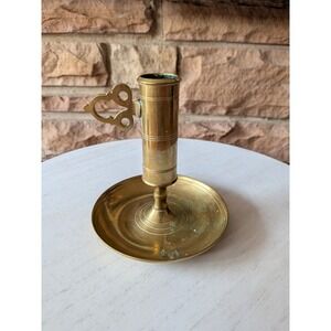 Vintage Swedish Brass Chamber Candlestick with Push-Up Ejector — Made in Sweden